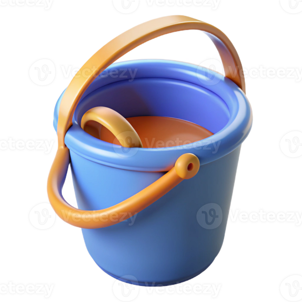 3D Render of a Blue Plastic Bucket png