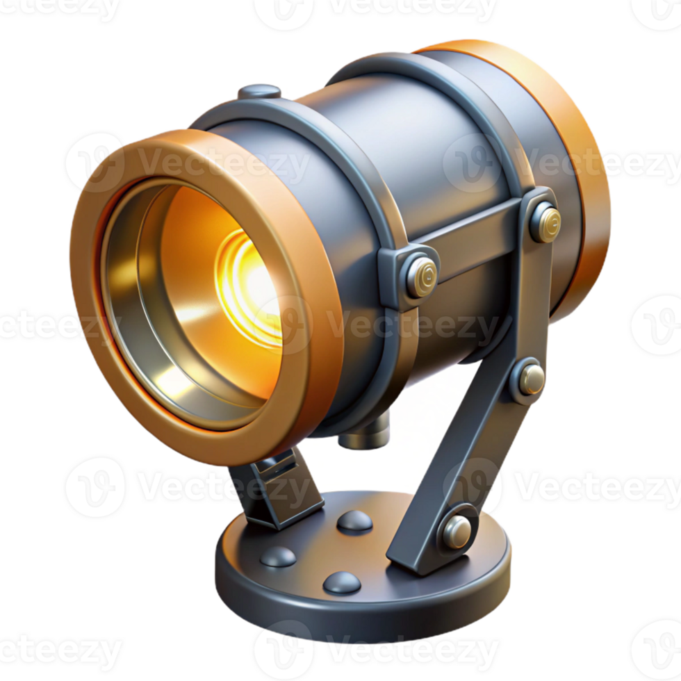 3D Render Golden Spotlight Illustration png