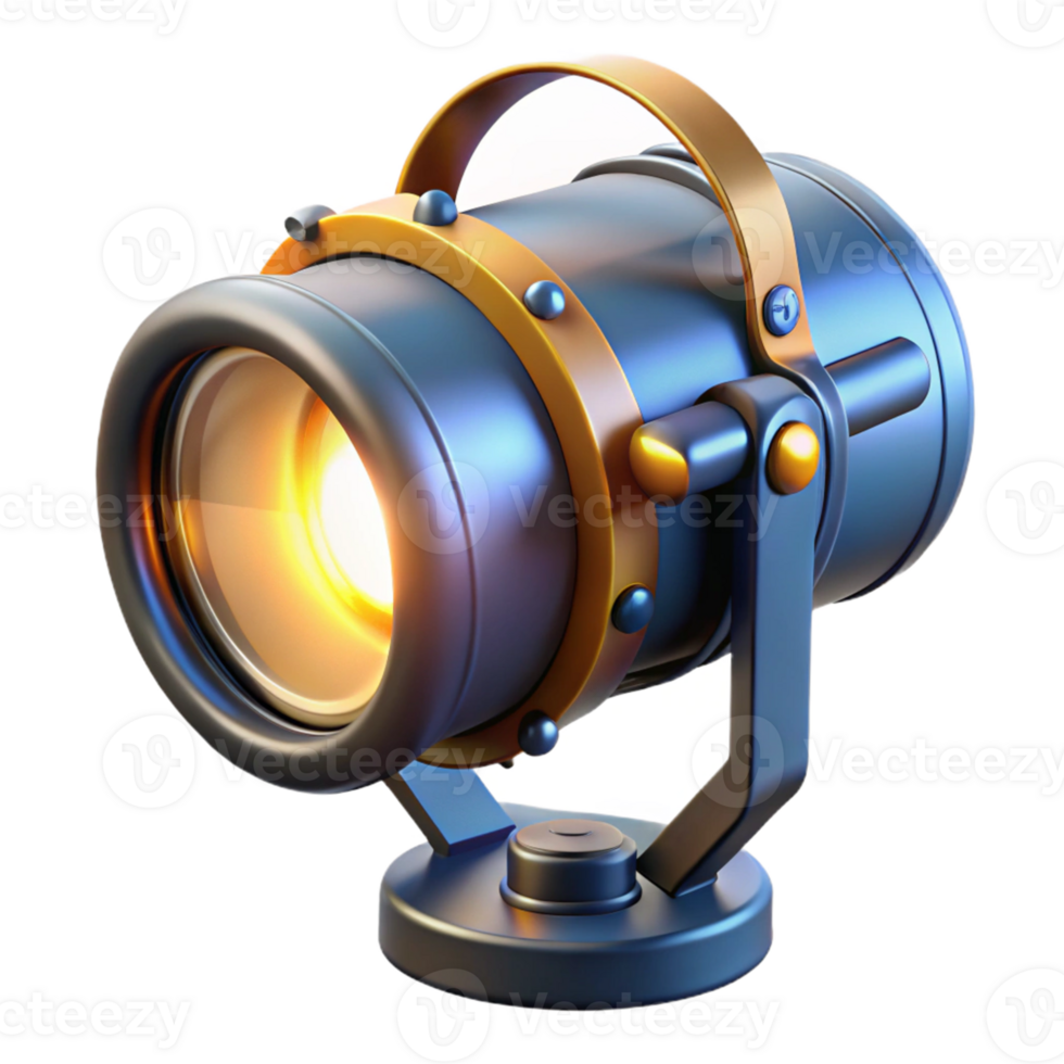 3D Render Metallic Spotlight Illustration png