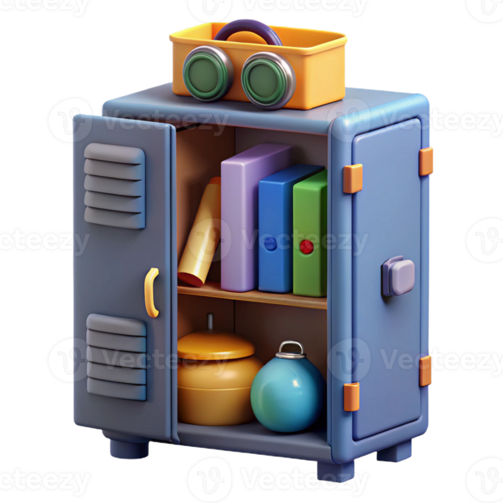 3D Render Locker Illustration Colorful Cabinet png