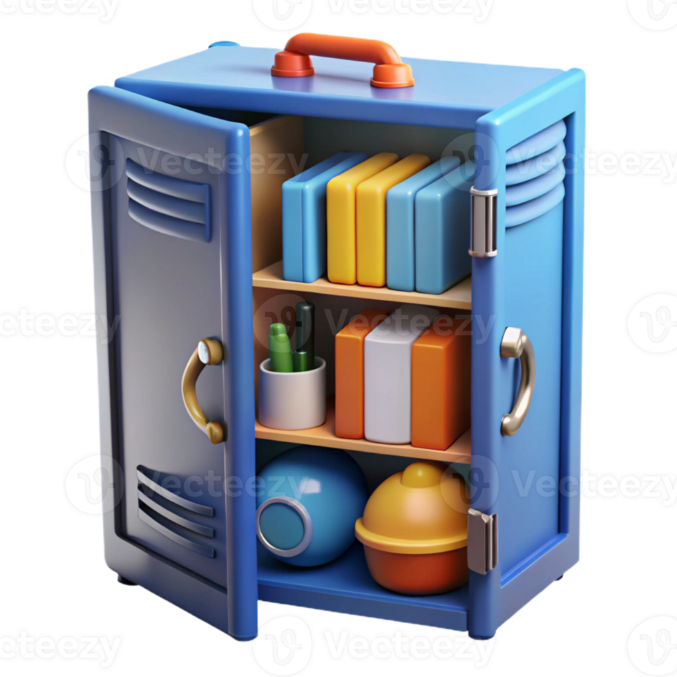 3D Render Blue Locker Cabinet Illustration png