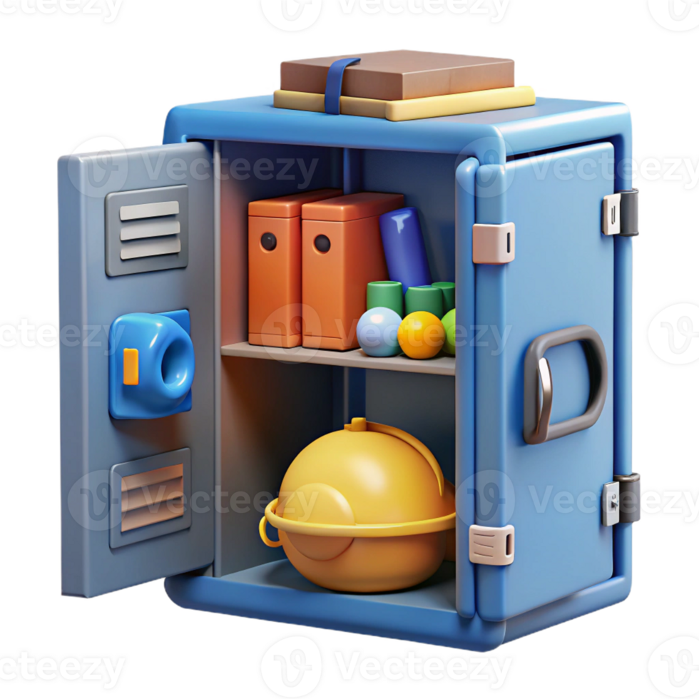 3D Render Locker Cartoon Illustration png
