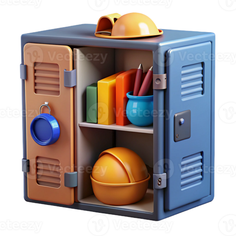 3D Render Locker Colorful Illustration png