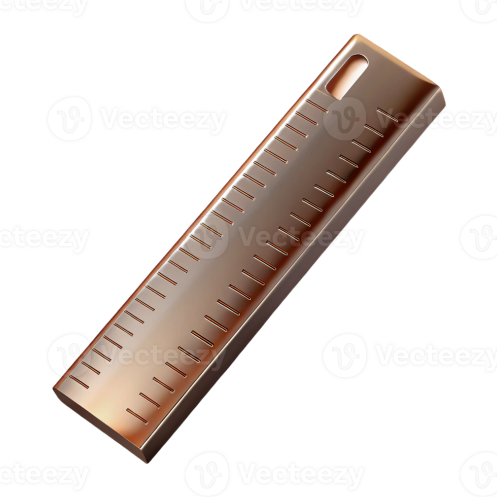 Metallic Ruler 3D Illustration png