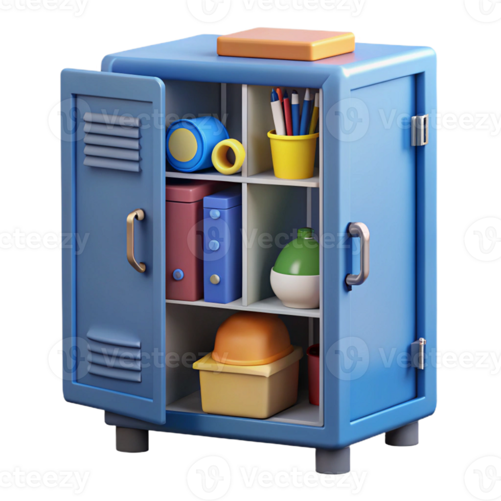 3D Render Blue Cabinet Illustration png