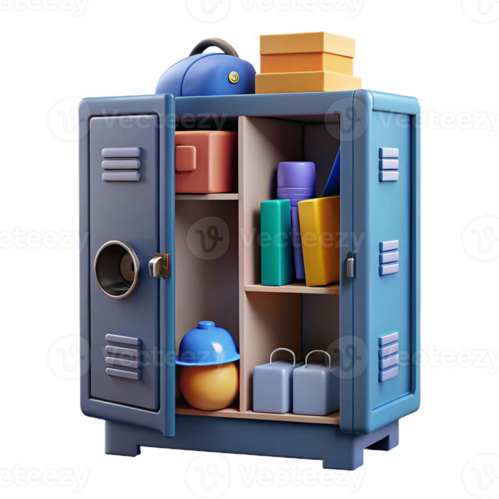 3D Render Locker Illustration Colorful Objects png