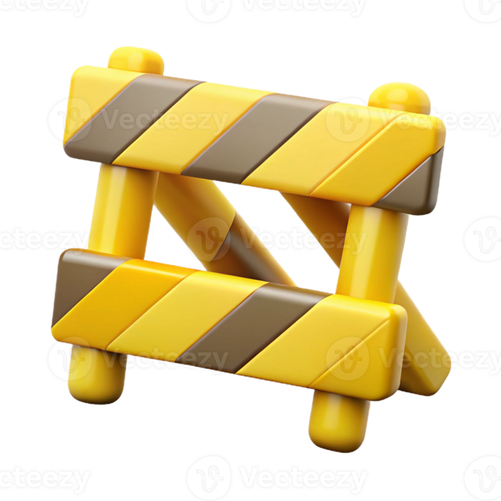 Yellow and Brown 3D Barrier Illustration png