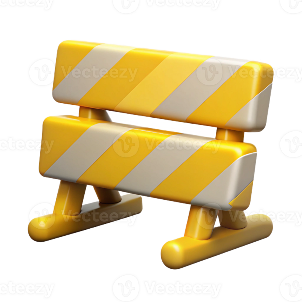 Yellow and White Striped 3D Barrier Illustration png