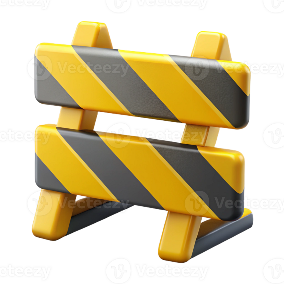 3D Render Yellow and Black Striped Barrier png