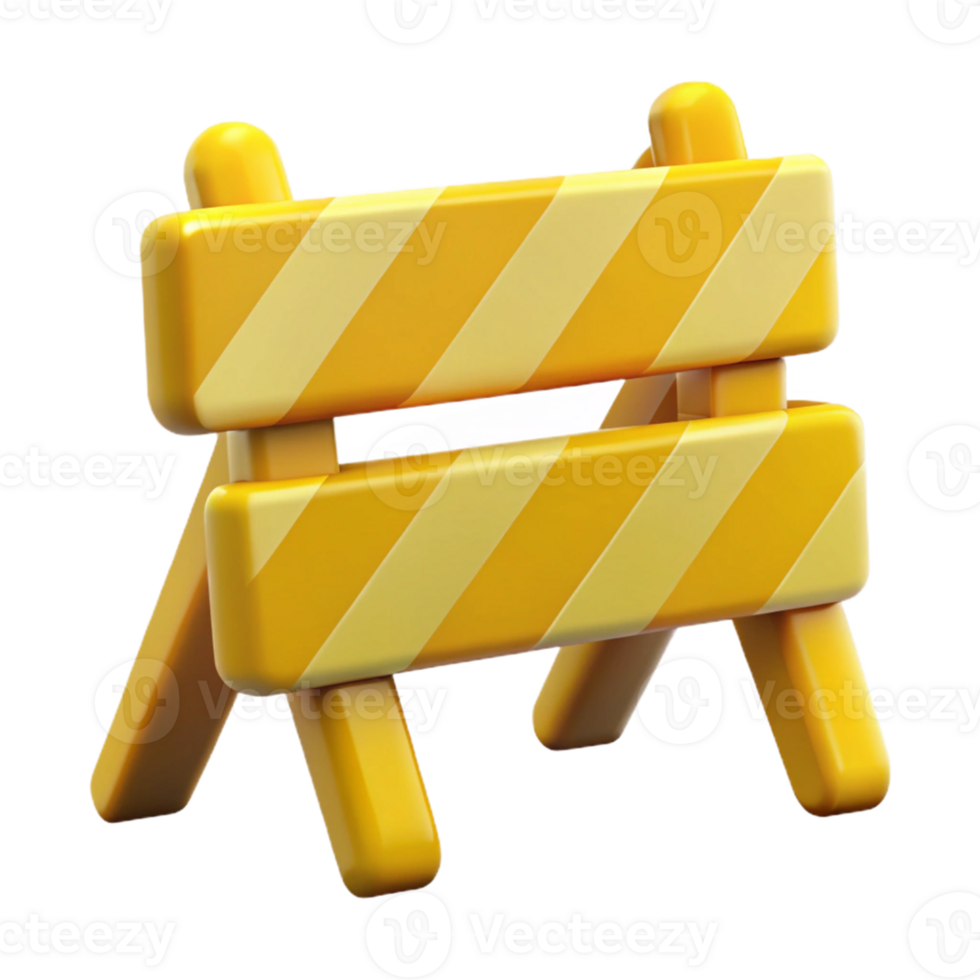 Yellow 3D Cartoon Construction Barrier png