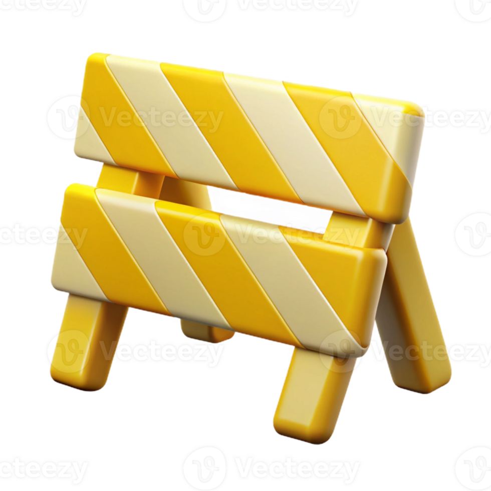 Yellow and White Striped 3D Roadblock Illustration png