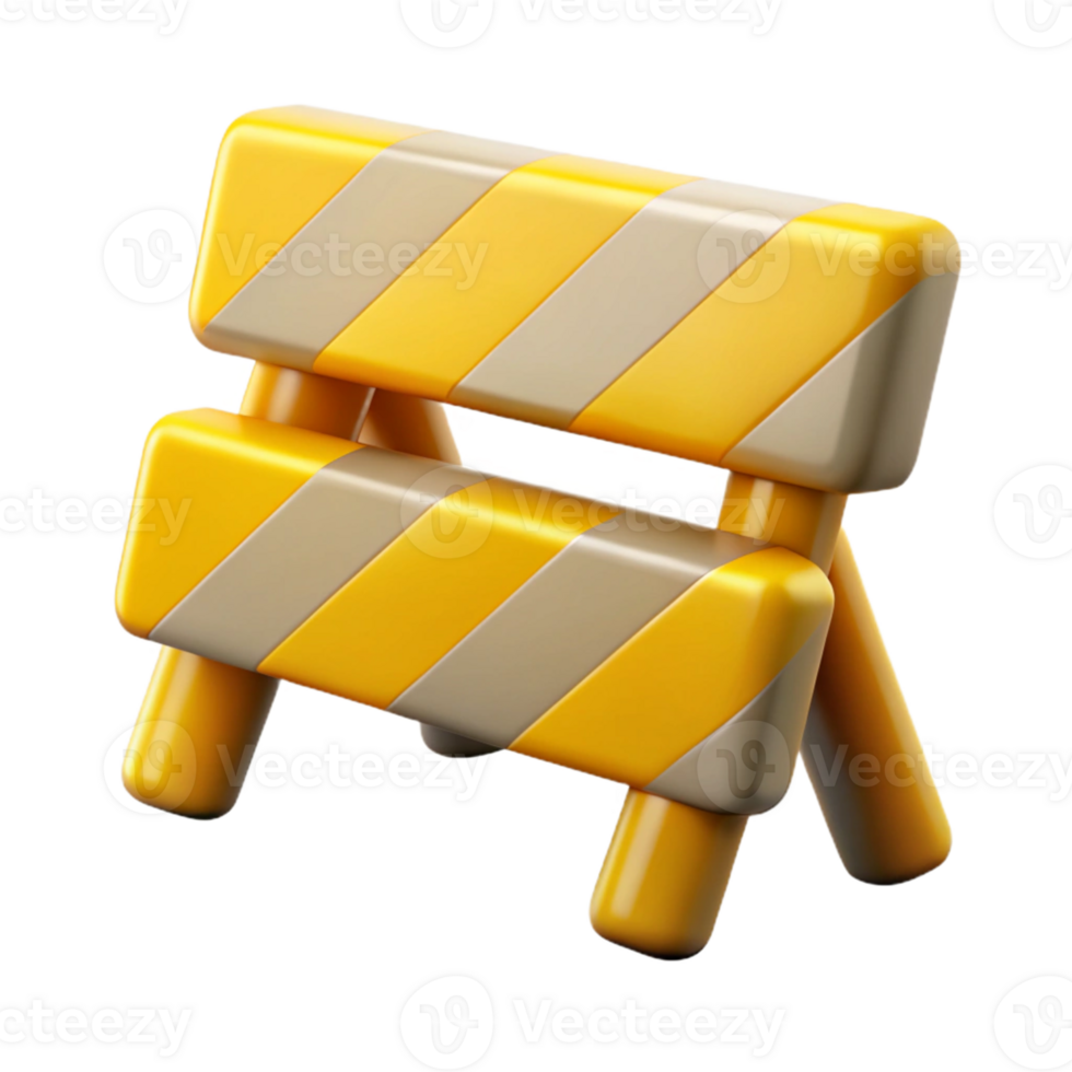3D Render Yellow and Beige Striped Barrier png