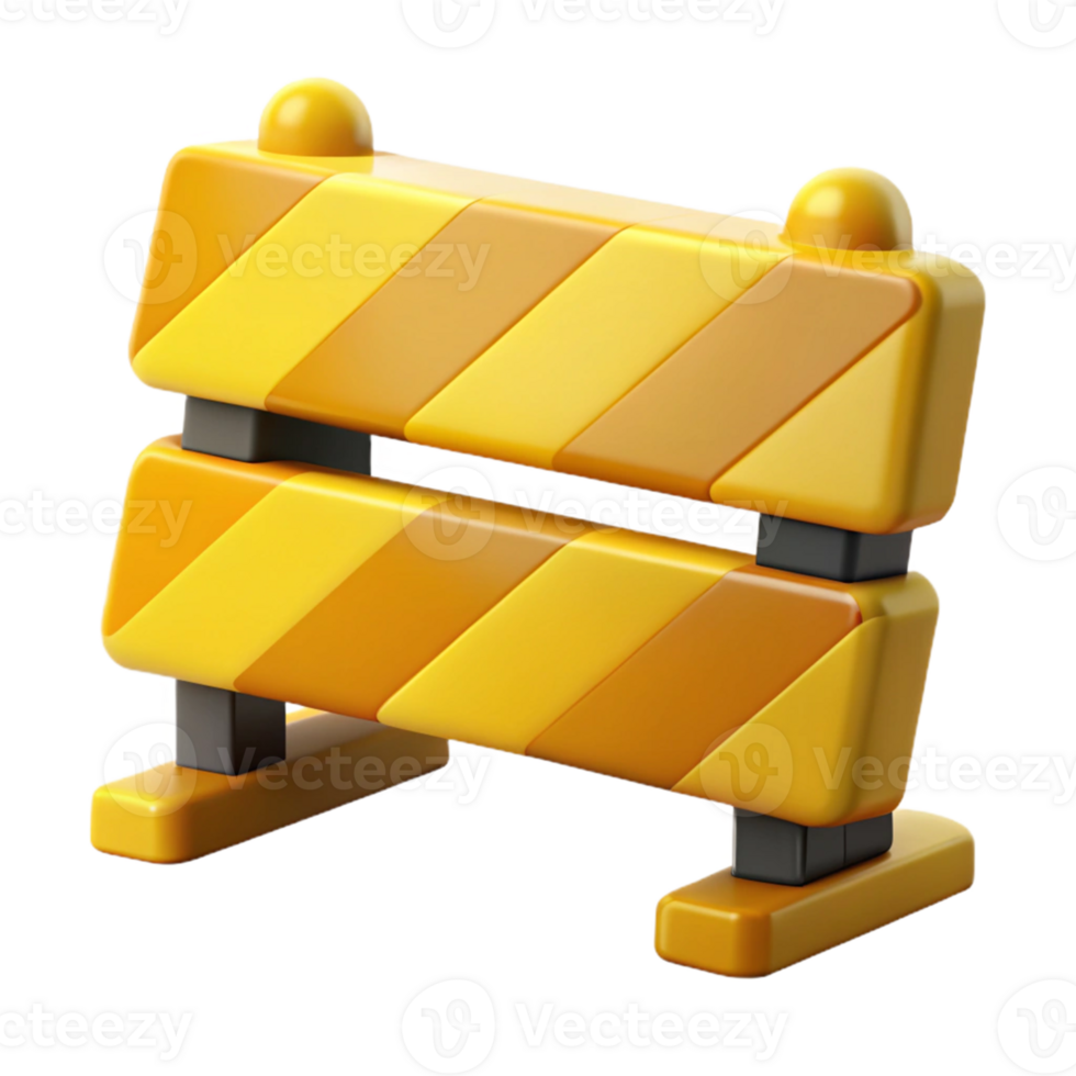 3D Render Yellow and Orange Striped Barrier png