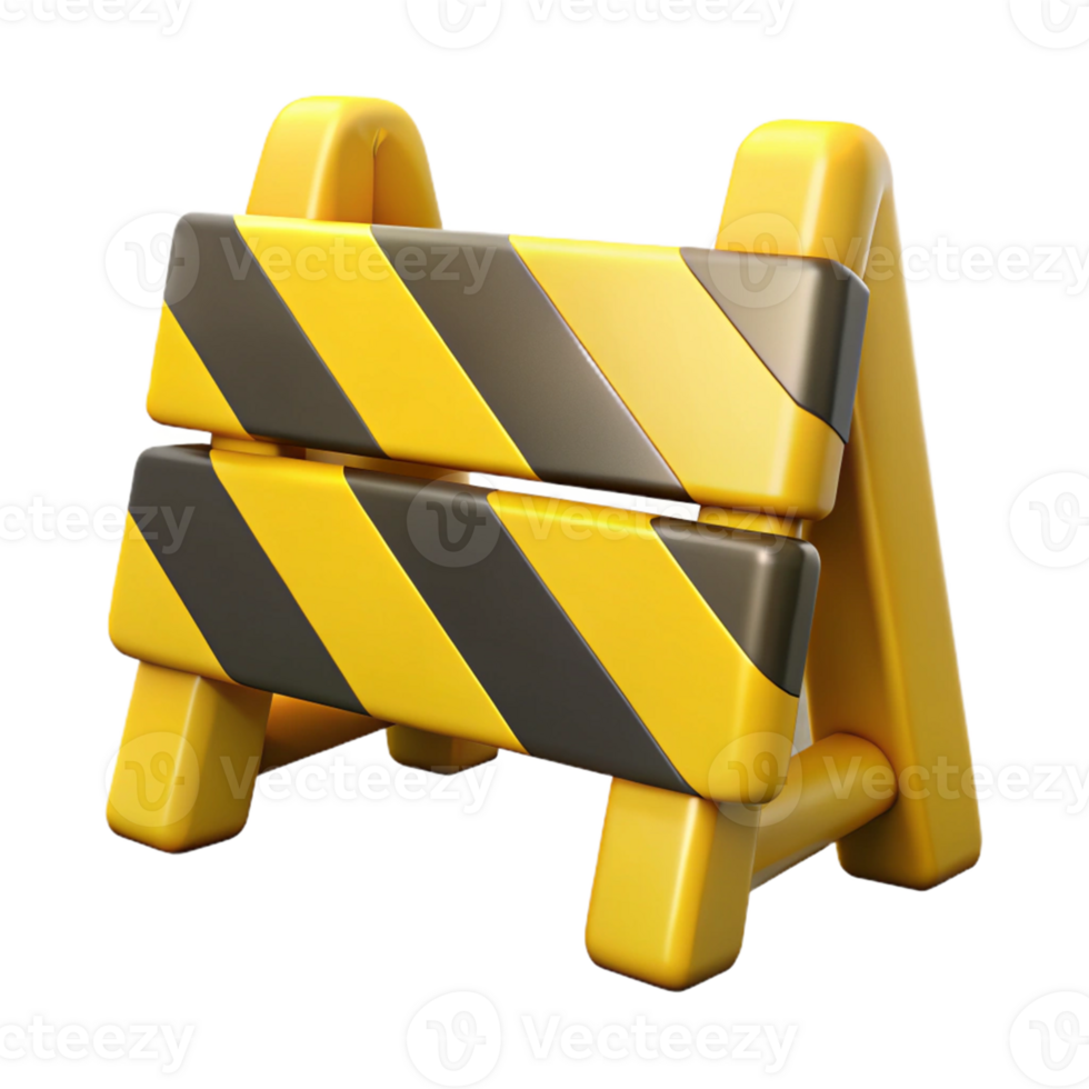 3D Render Yellow and Black Striped Barricade png
