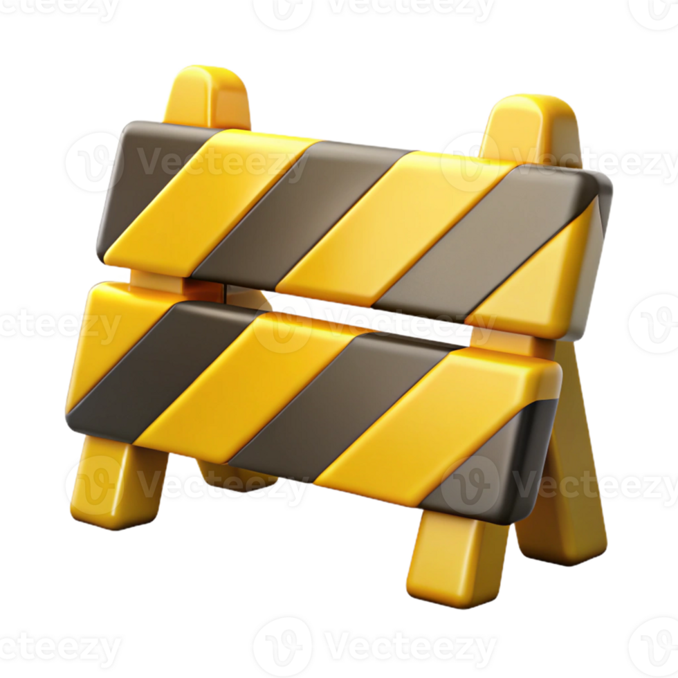 3D Render Yellow and Black Striped Barricade png