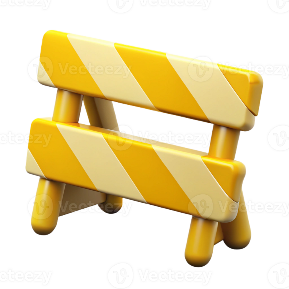 3D Render Yellow Striped Barricade Illustration png