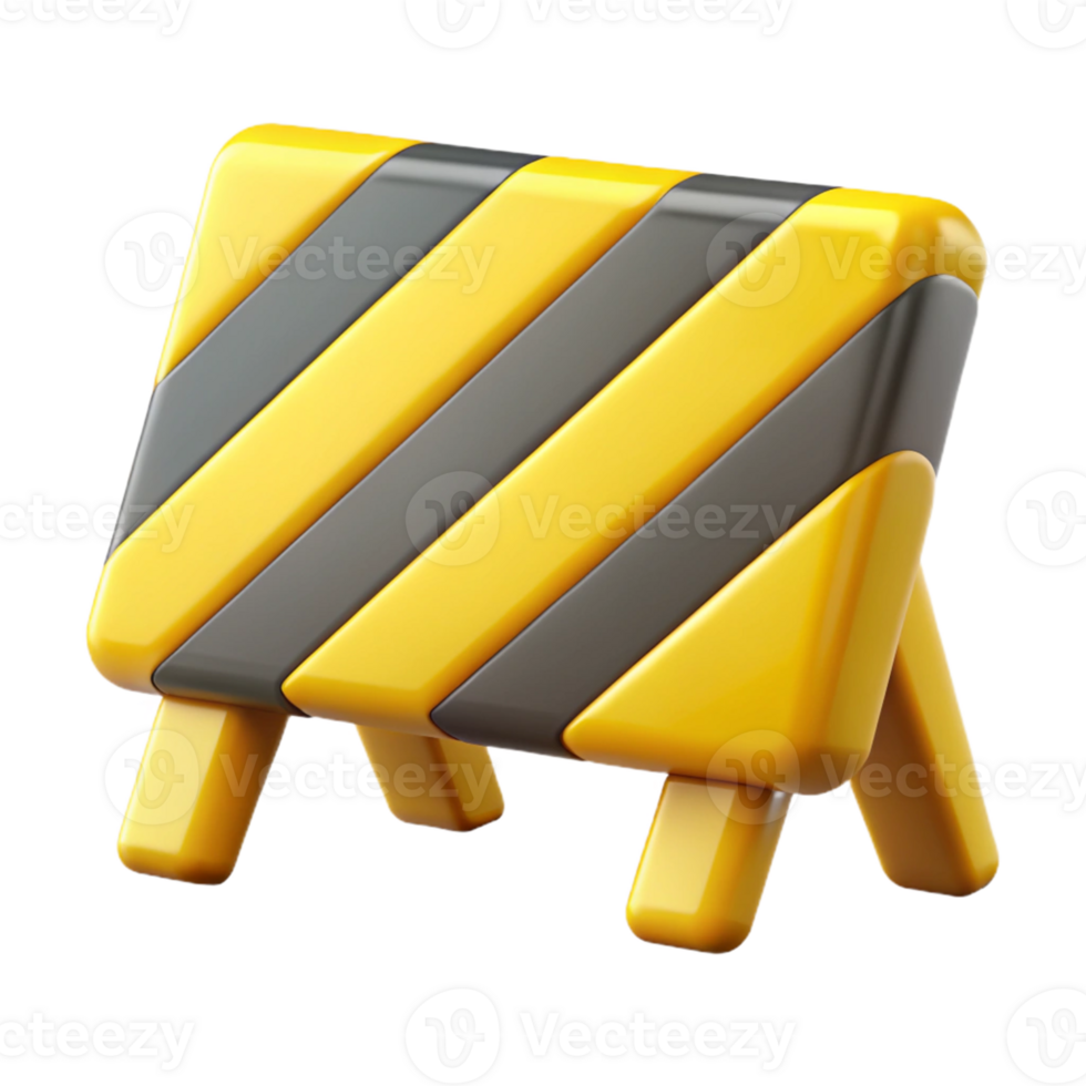 3D Render Yellow and Gray Striped Barricade png