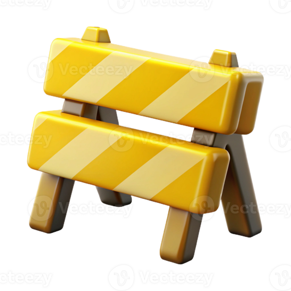 3D Render Yellow and Brown Striped Barrier png