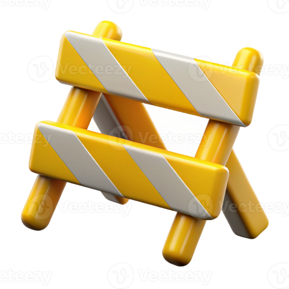 3D Render Yellow and White Striped Barrier png