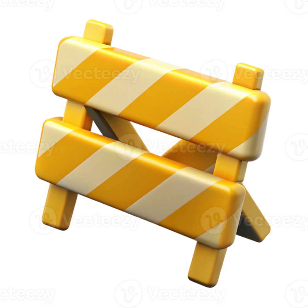 3D Render Yellow and White Striped Barrier png