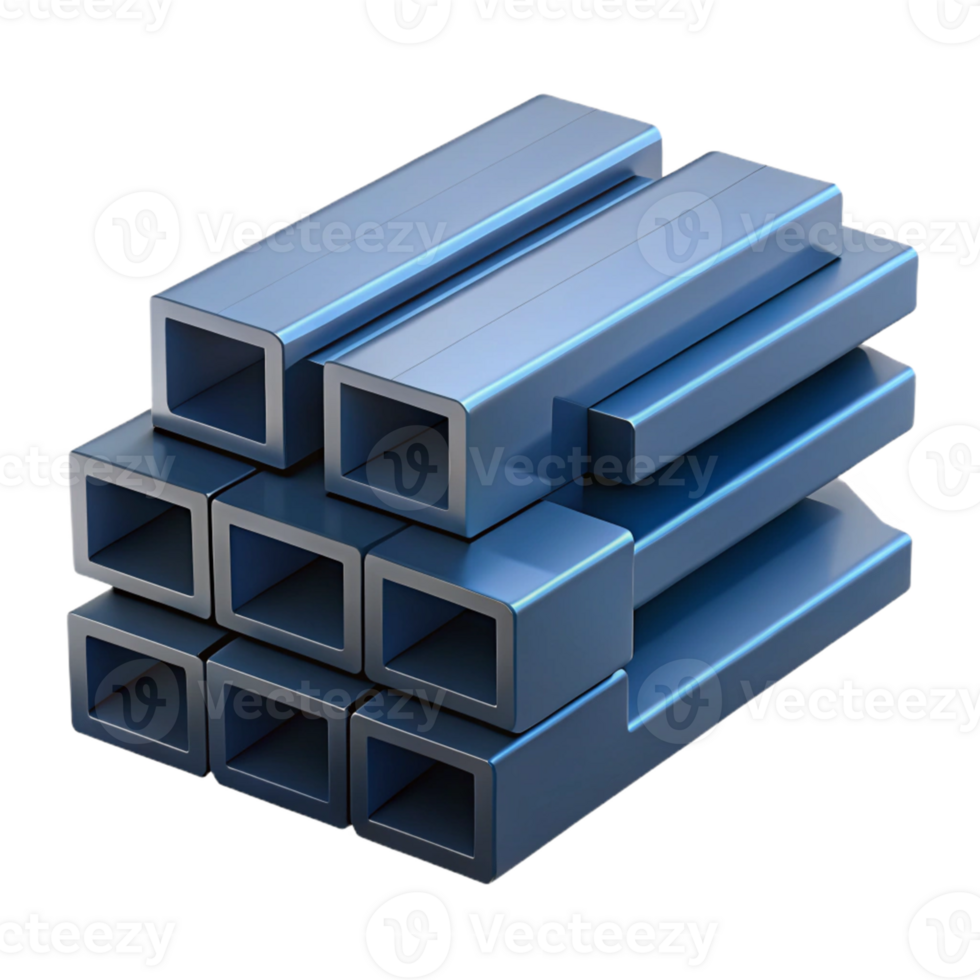 3D Render Steel Square Tubes png