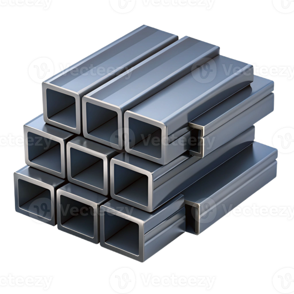 3D Render Square Metal Tubes Industrial Image png
