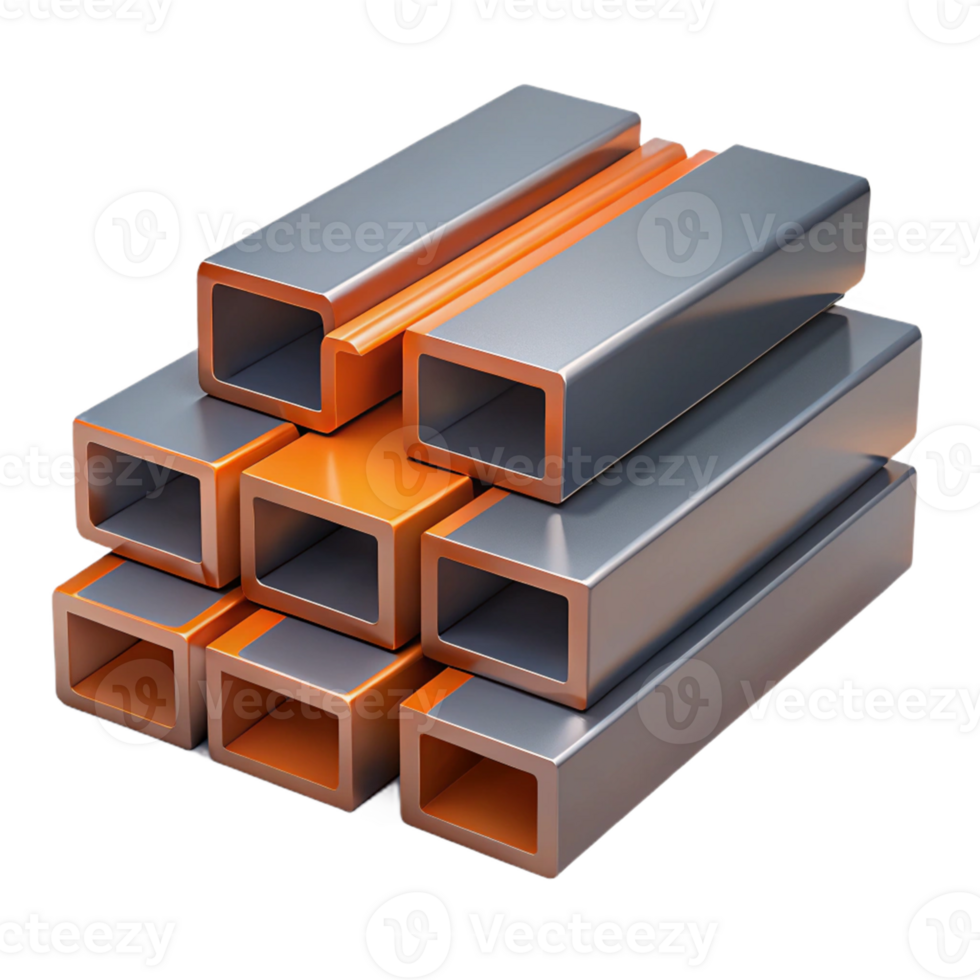 3D Render Stacked Metal Beams Illustration png