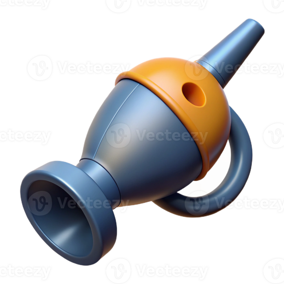 3D Render Blue and Orange Horn Illustration png
