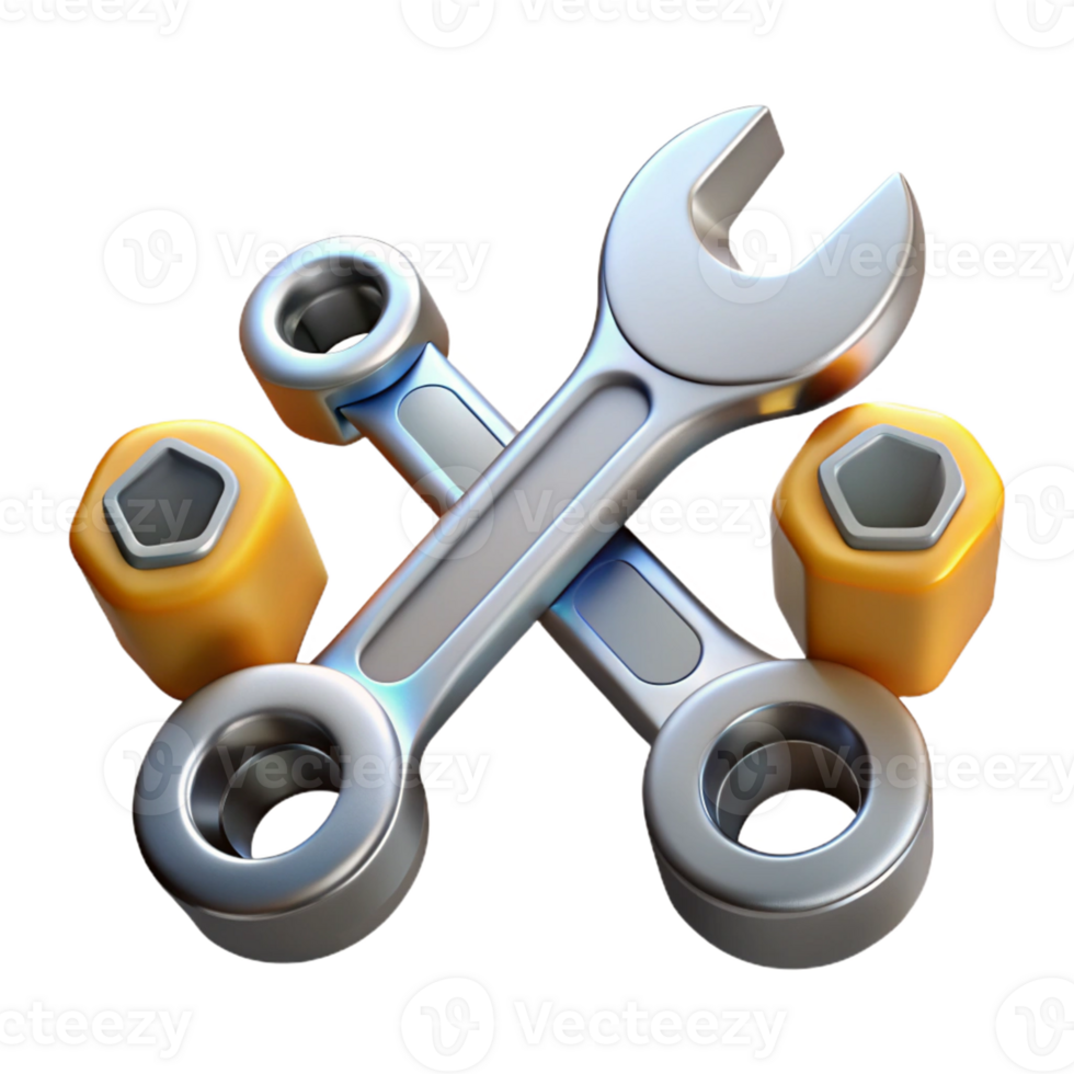 3D Render of Wrenches and Sockets png