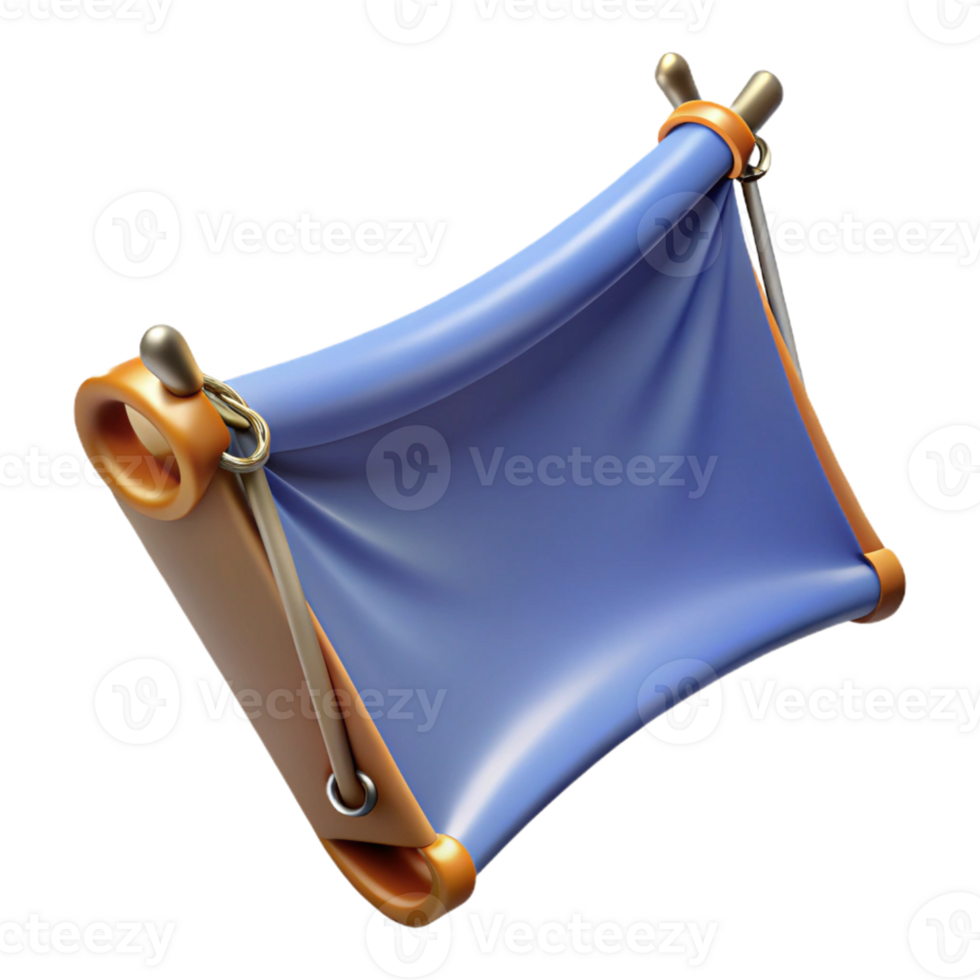3D Render Blue Fabric Scroll png
