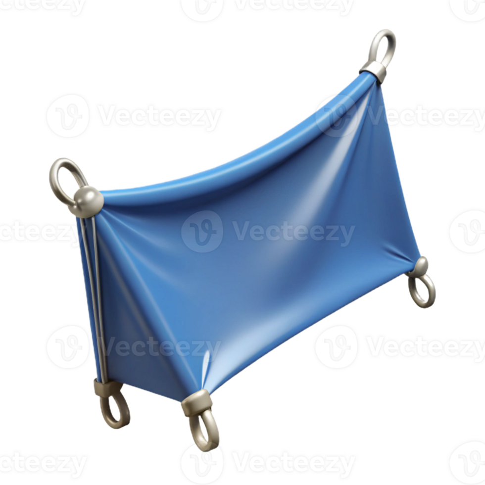 3D Render Blue Fabric Banner Mockup png