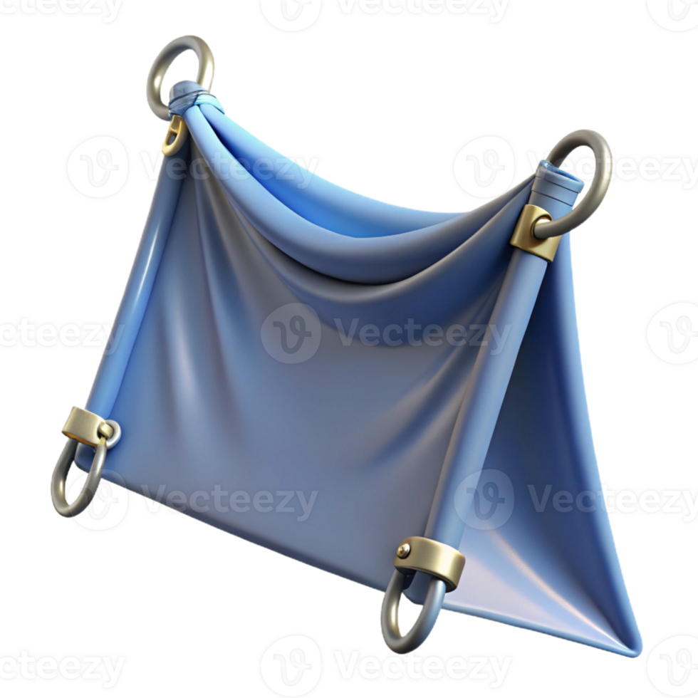 3D Render Light Blue Draped Fabric Banner png