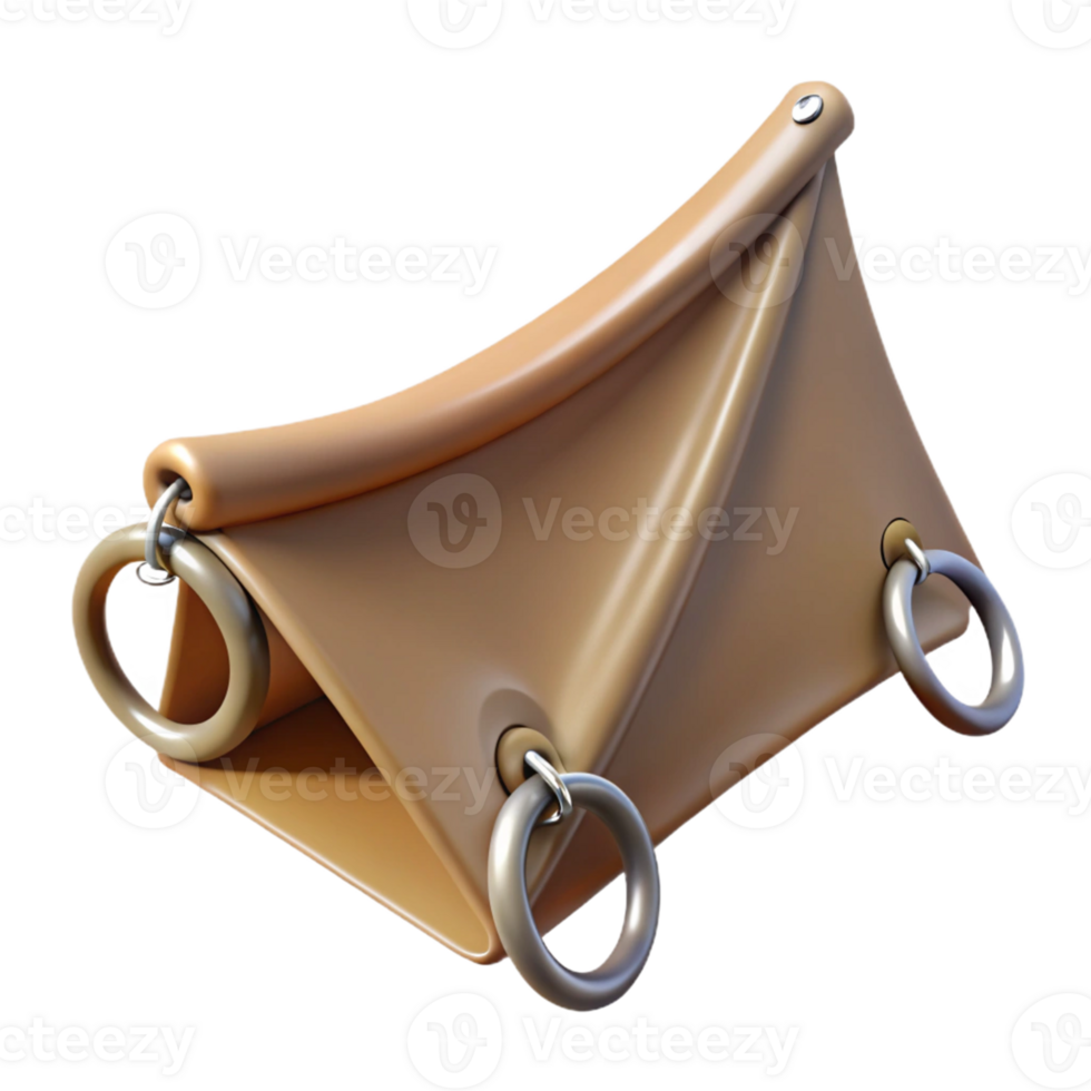 3D Render of Beige Fabric Pouch with Rings png