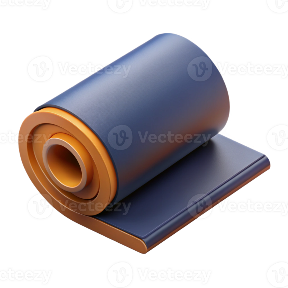 3D Render Rolled Blue and Orange Material png