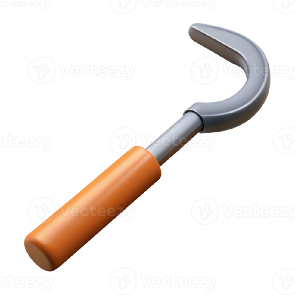3D Render Orange Handle Hook Tool png