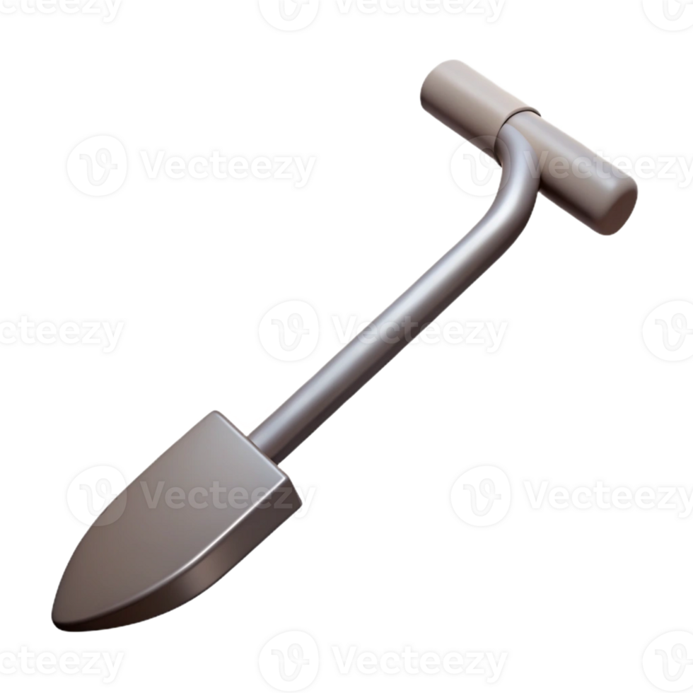 3D Render of a Metal Shovel png