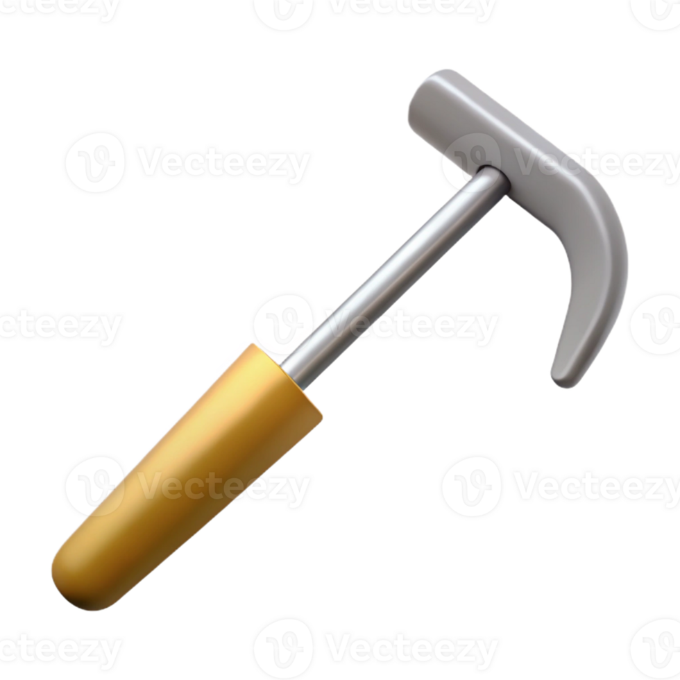 3D Hammer Illustration Gold Handle Tool png