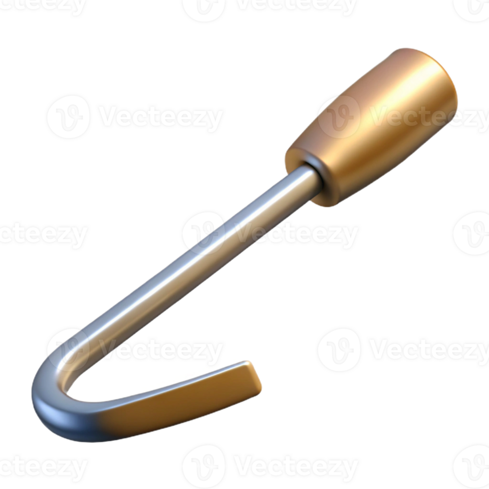 3D Render Golden Hook Tool Illustration png