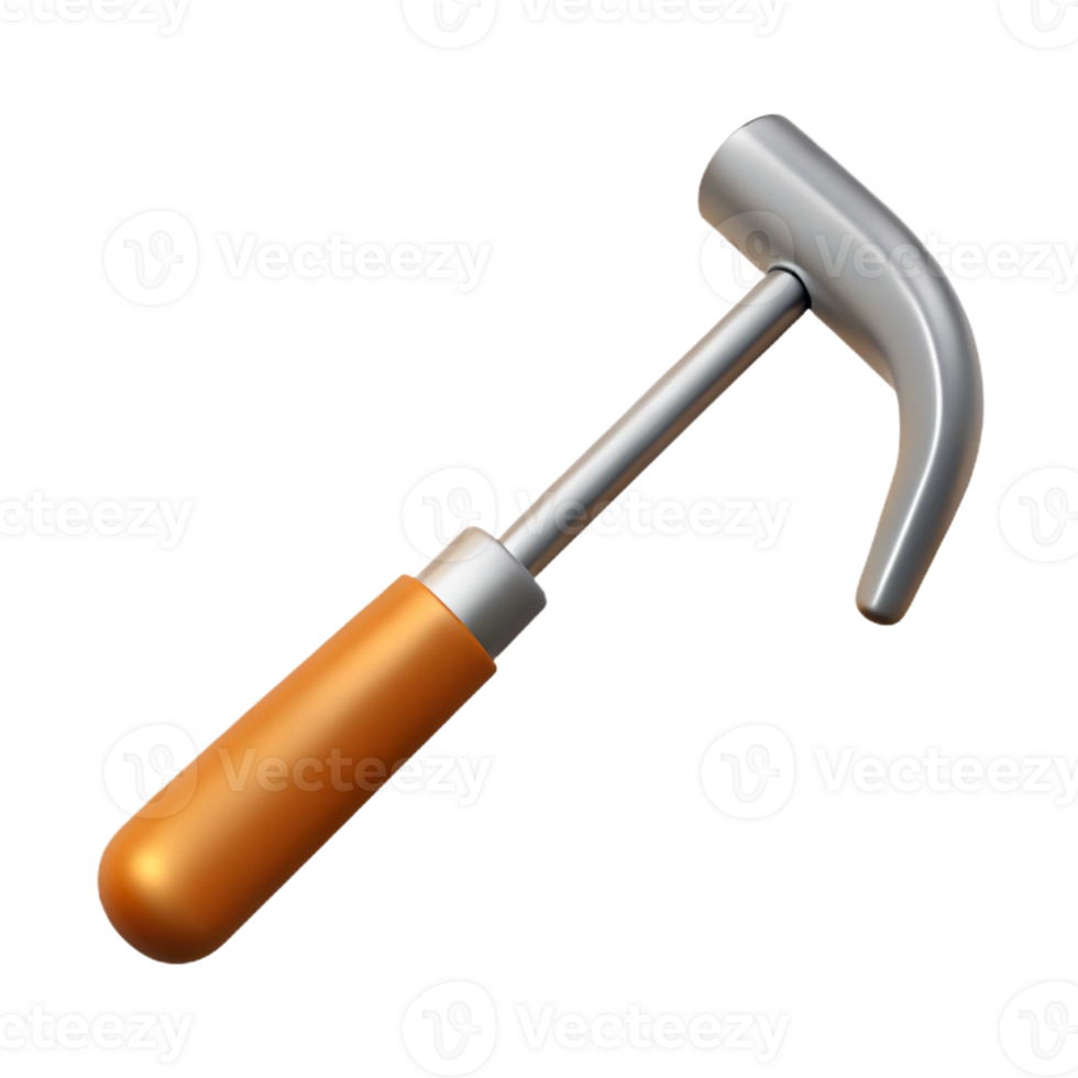3D Render Orange Hammer Tool png