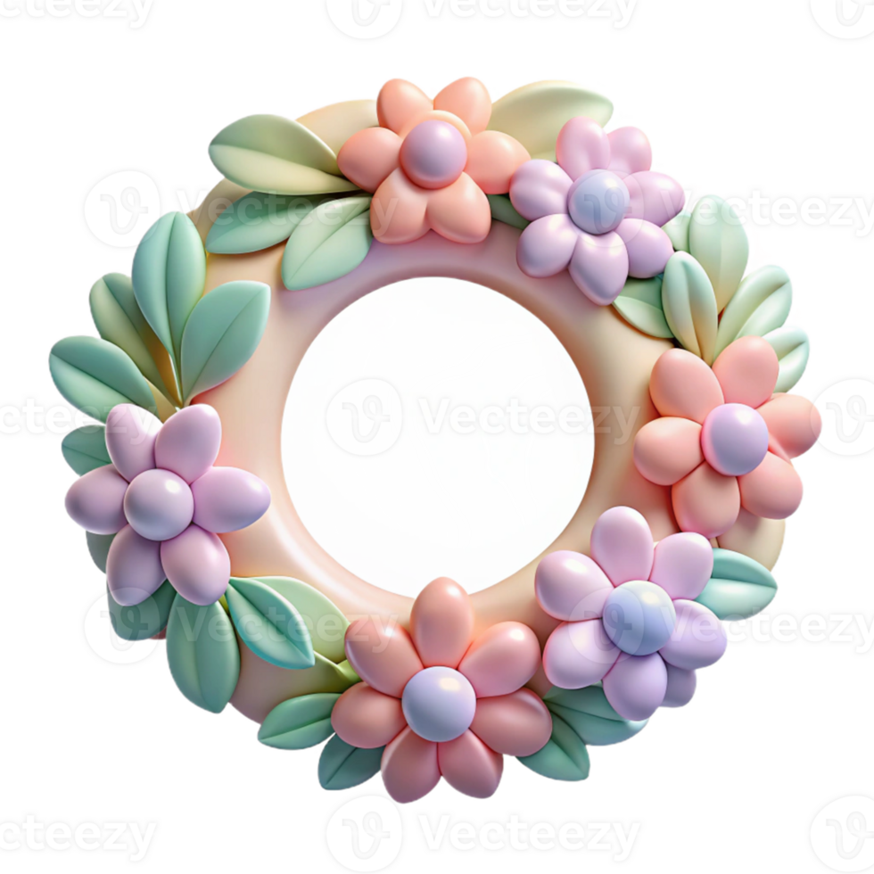 Pastel Floral 3D Render png