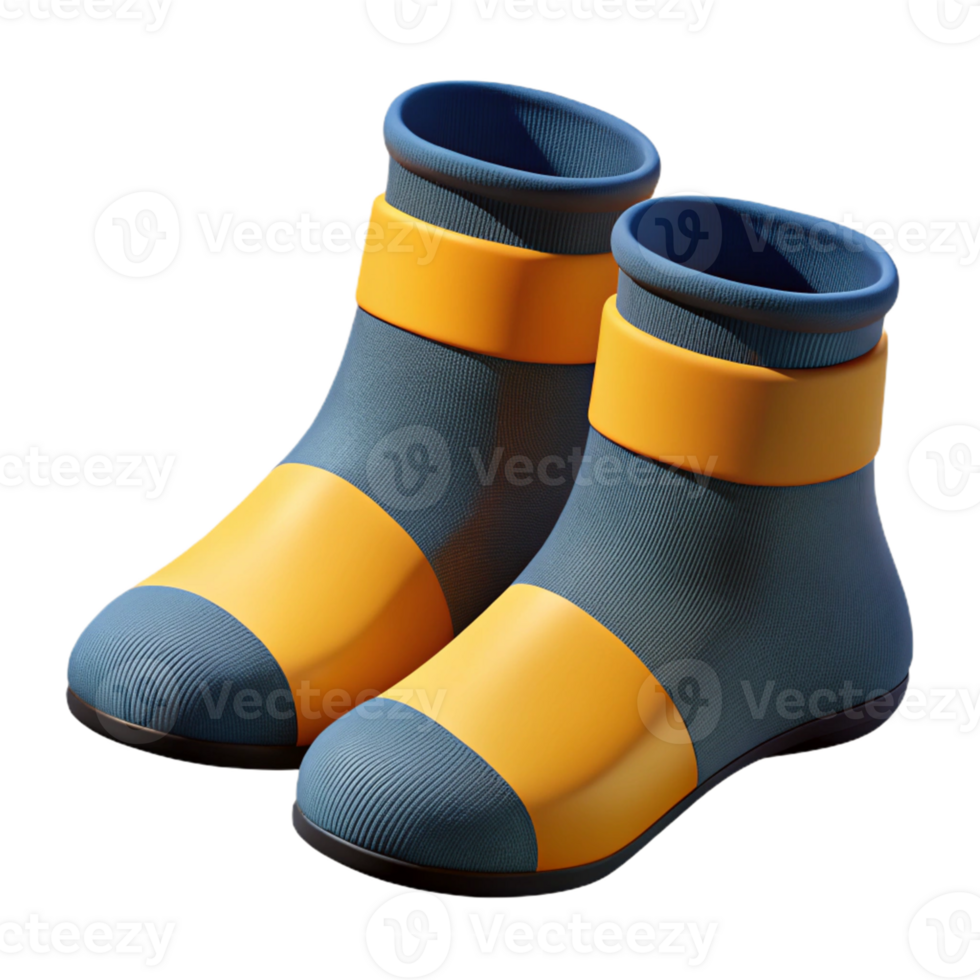 3D Render of Stylish Blue and Yellow Boots png
