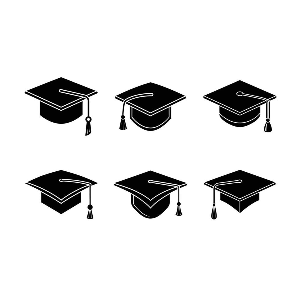 Graduation Cap and Linocut Silhouette Design vector
