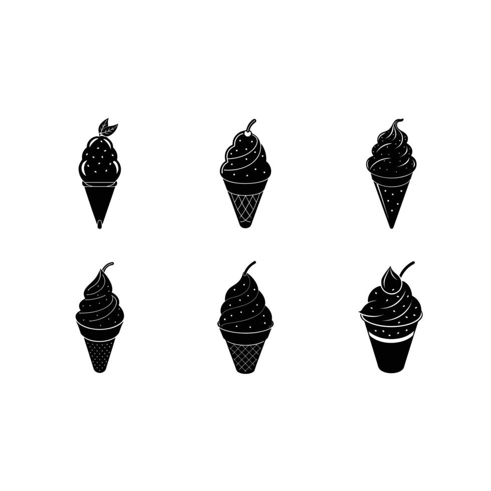 Green Tea Ice Cream and Linocut Silhouette Design vector