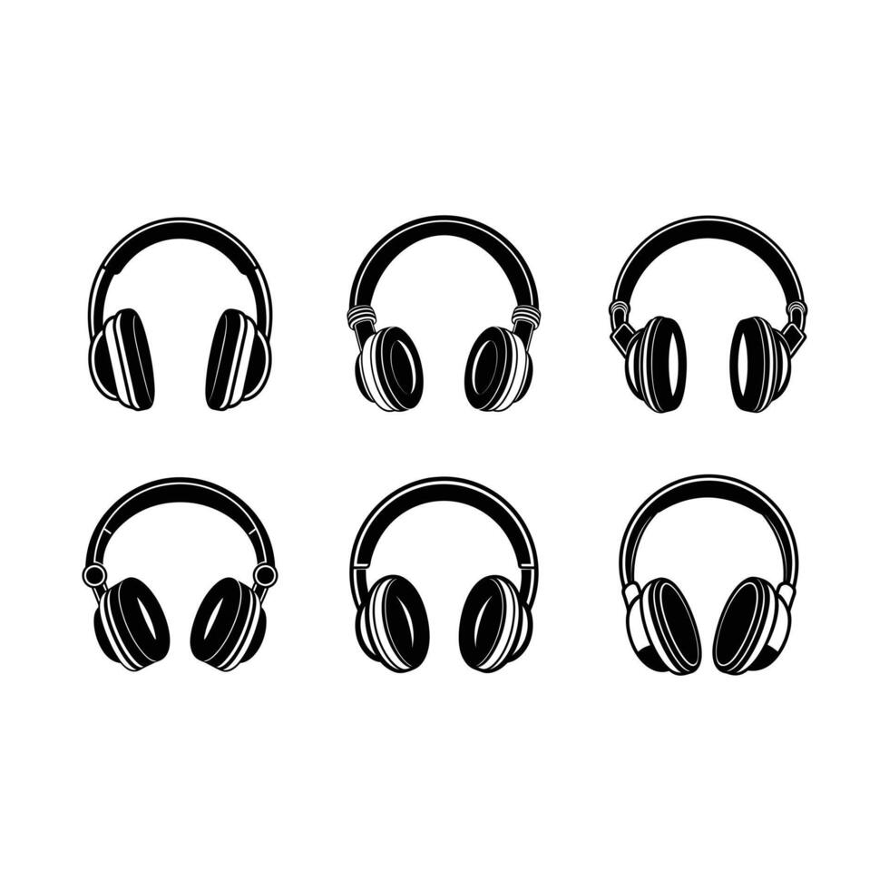 Headphones and Linocut Silhouette Design vector