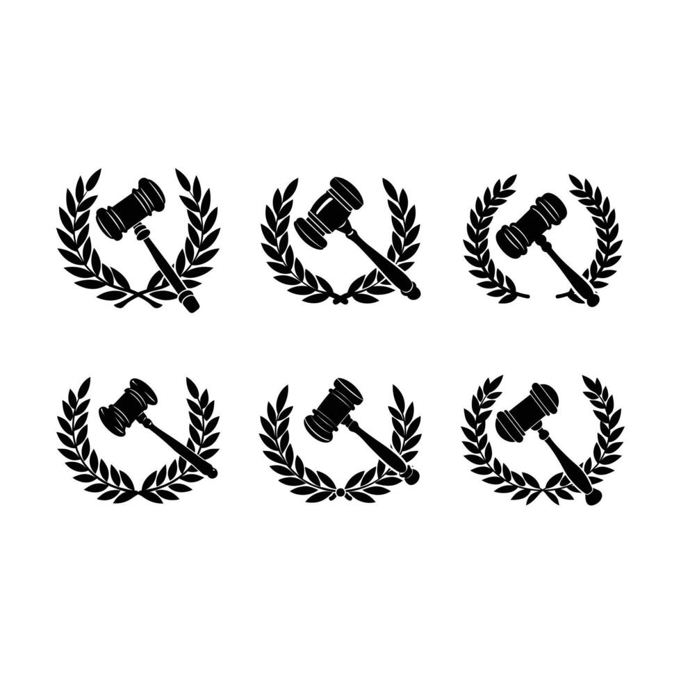 Gavel and Garland and Linocut Silhouette Design vector