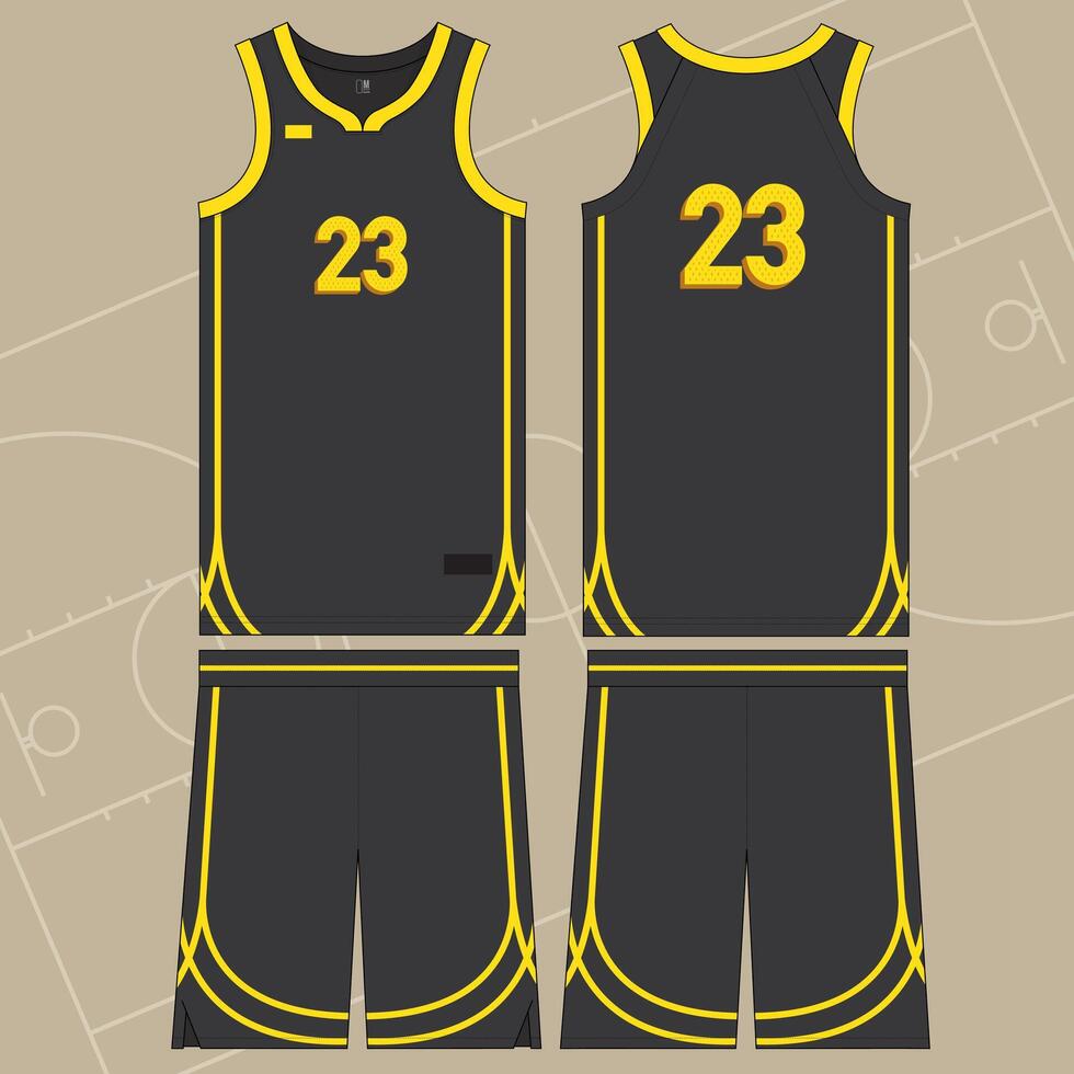 basketball jersey mockup template design black version vector