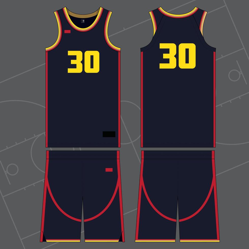 basketball jersey mockup template design with number front and back vector