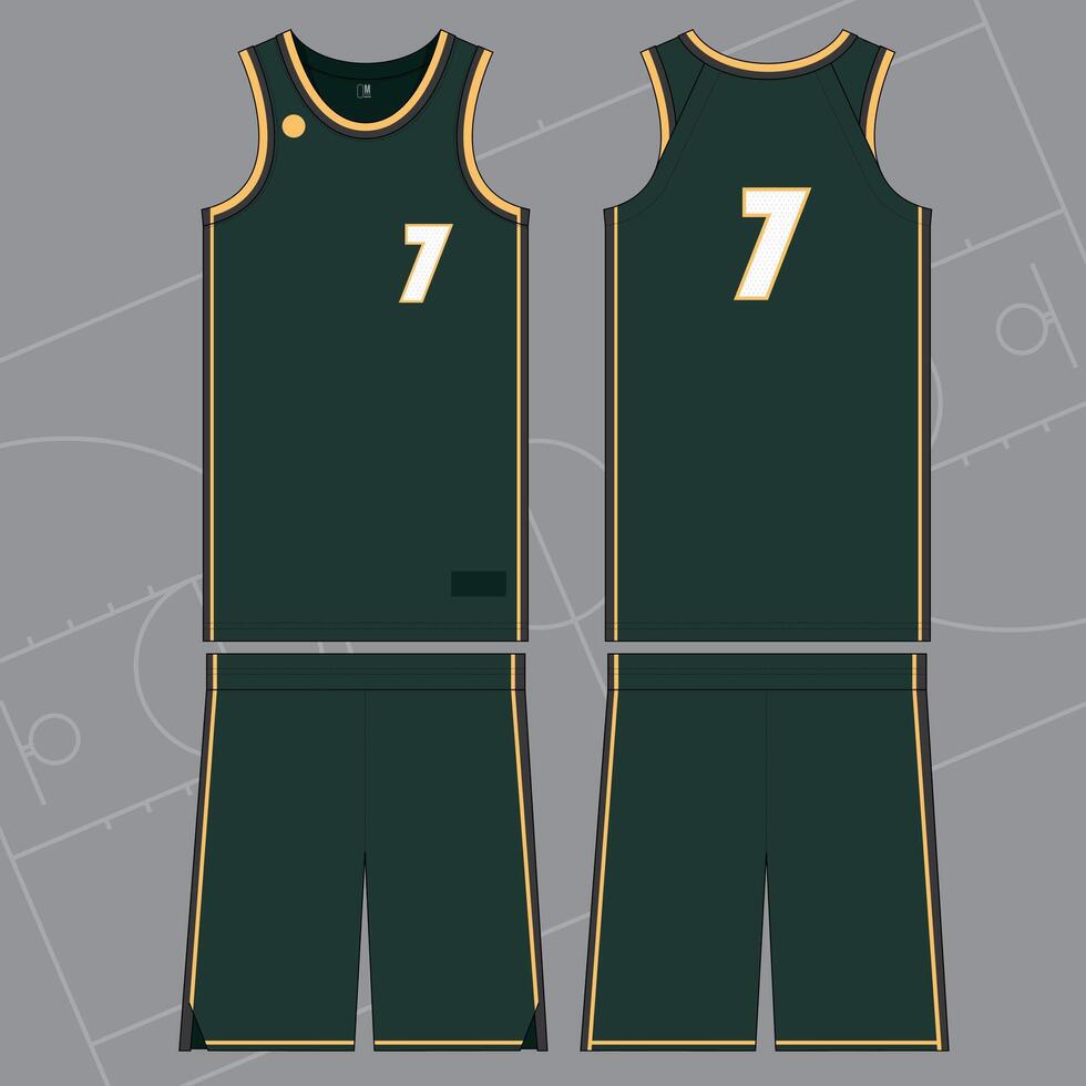 basketball jersey mockup template design number 7 with color green vector