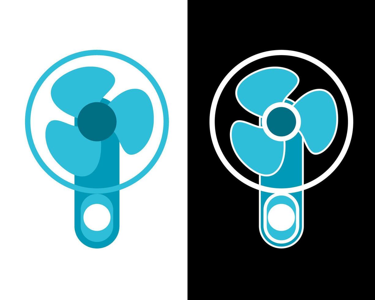 Illustration of green fan featuring a round head in two black and white background vector