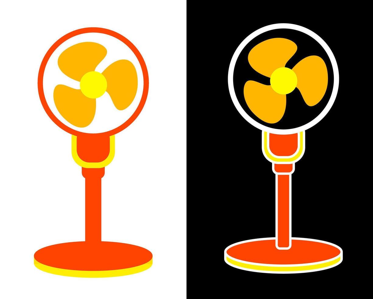 Illustration of Orange fan with yellow blades and a vibrant design vector
